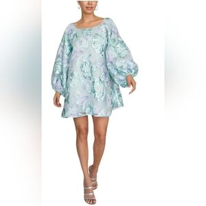 Floral Mini Dress in Blue and Green